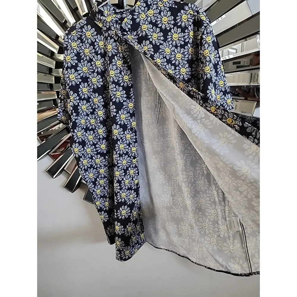 Molokai smiley flowers black extra extra large button up shirt - Picture 3 of 5